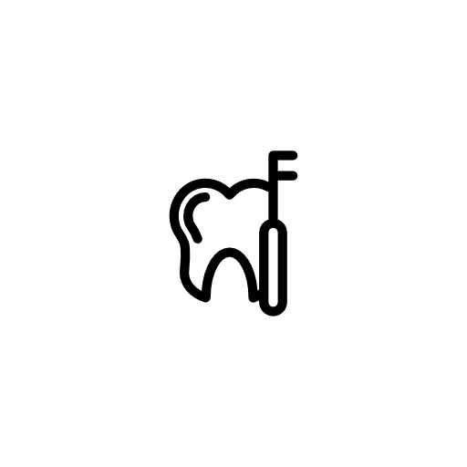 Tooth with a dentist tool outline