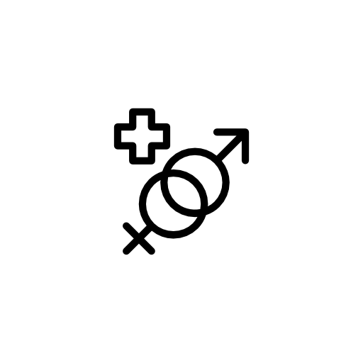 Masculine and feminine genders symbols with a plus sign