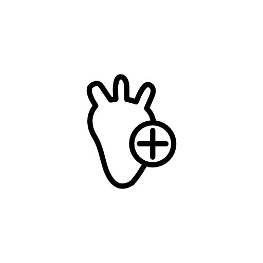 Heart outline with a plus sign