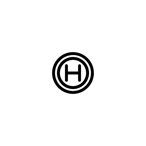 Hospital sign of letter H inside circles