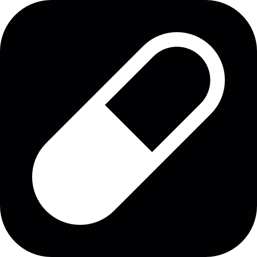 Medicine capsule symbol on a square background
