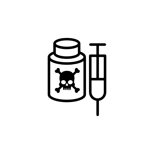 Poisonous chemical bottle with syringe