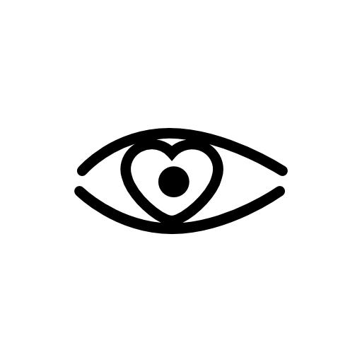 Eye outline with heart shape iris