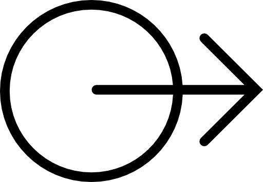 Arrow out of a circle outline pointing to right direction