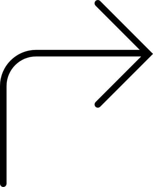 Arrow thin line in rounded angle ascending and pointing to right