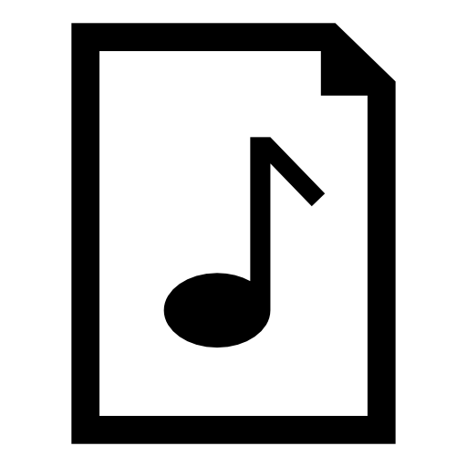 Music document interface symbol of a paper sheet with a musical note in it