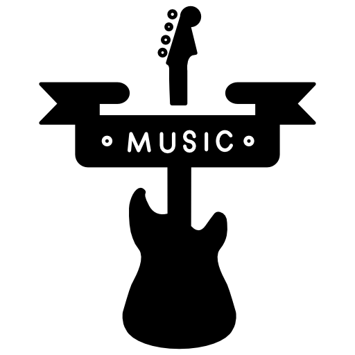 Music banner and a guitar silhouette