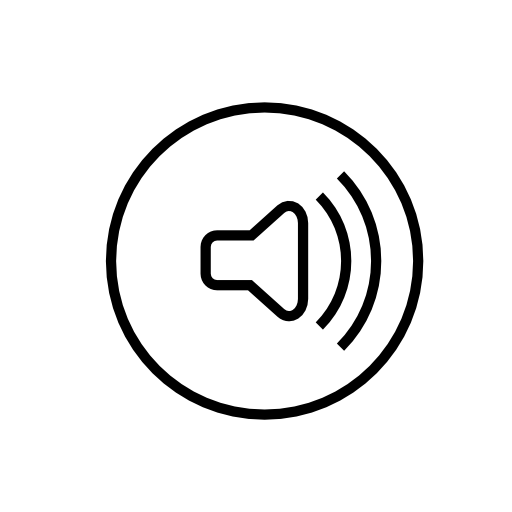 Audio speaker with sound waves in a circular outline