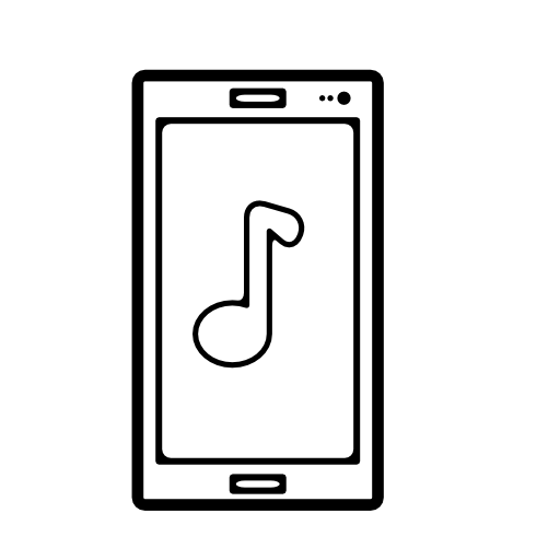 Musical note sign on mobile phone screen