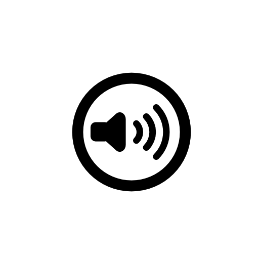 Audio speaker with sound waves in a circular outline