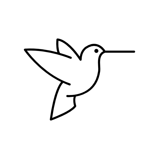 Humming bird outline from side view