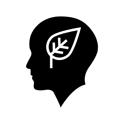 Bald head with leaf