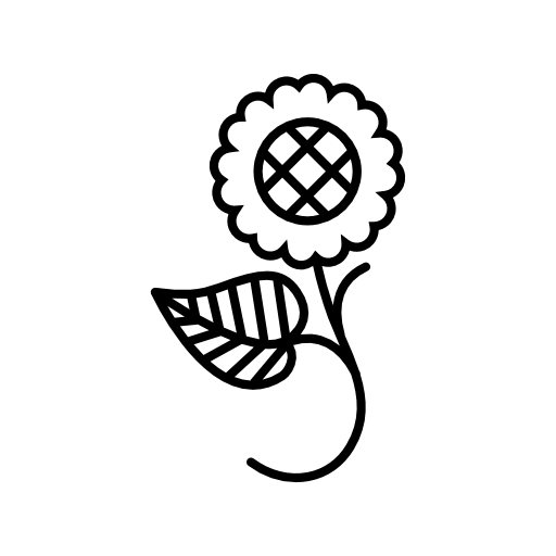 Floral design of one flower on a branch with one leaf