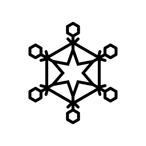 Winter flake with six point star at center and hexagon outlines