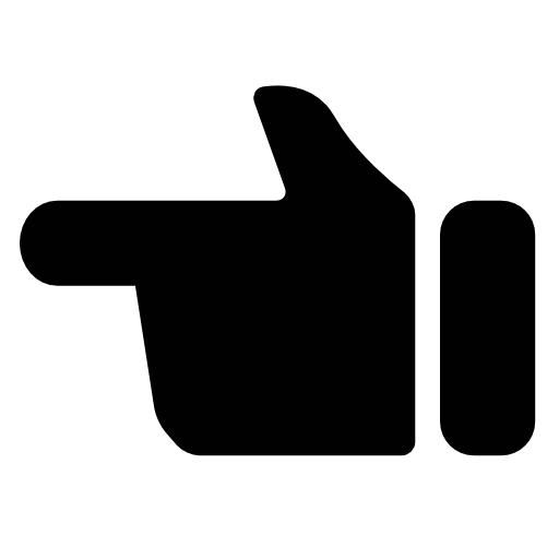 Hand black shape pointing left with one finger
