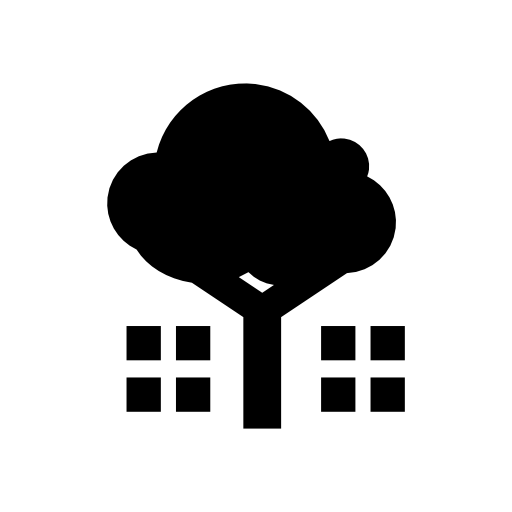 Tree with two house windows at both sides