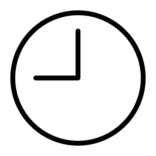 Round clock at nine oclock outline