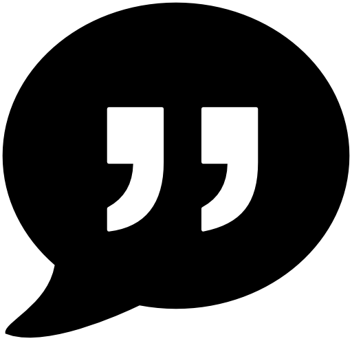 Quotes in a rounded speech bubble