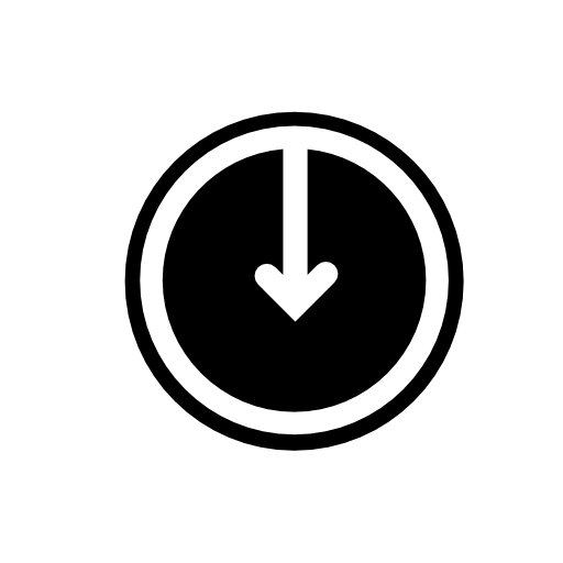 Arrow pointing the center of a circle from up to down, IOS 7 interface symbol