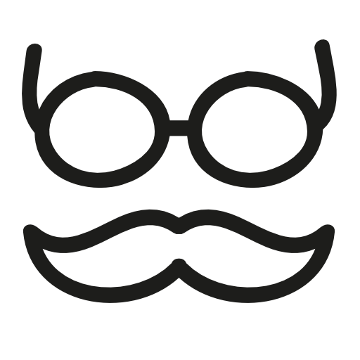 Mustache and glasses hand drawn outlines