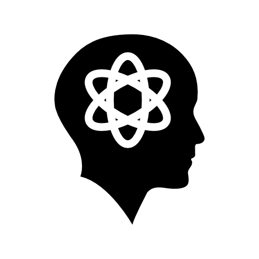 Bald head with science symbol
