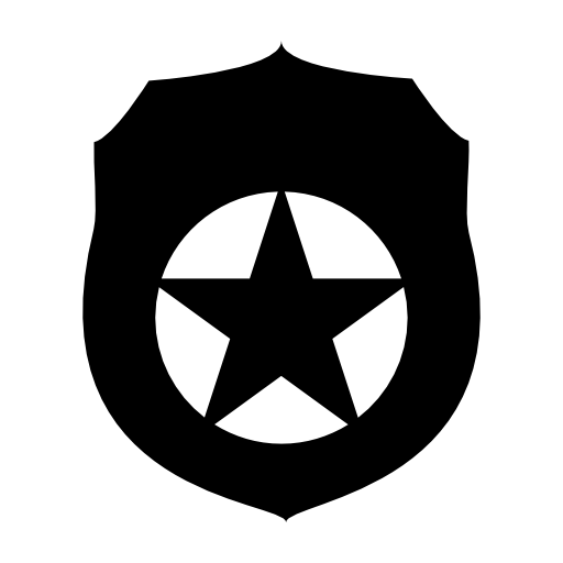 Security badge with fivepointed star