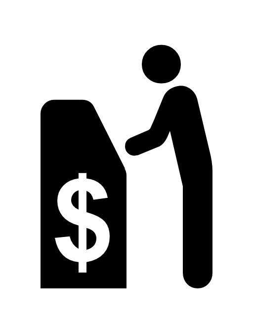 Man and cashier machine