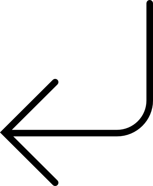 Arrow of rounded angle line shape pointing to left direction