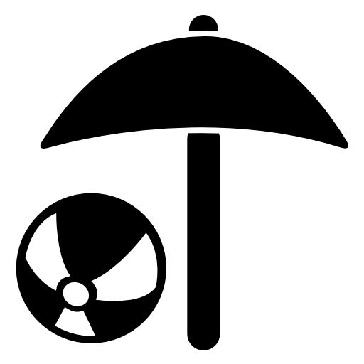 Beach umbrella and beach ball