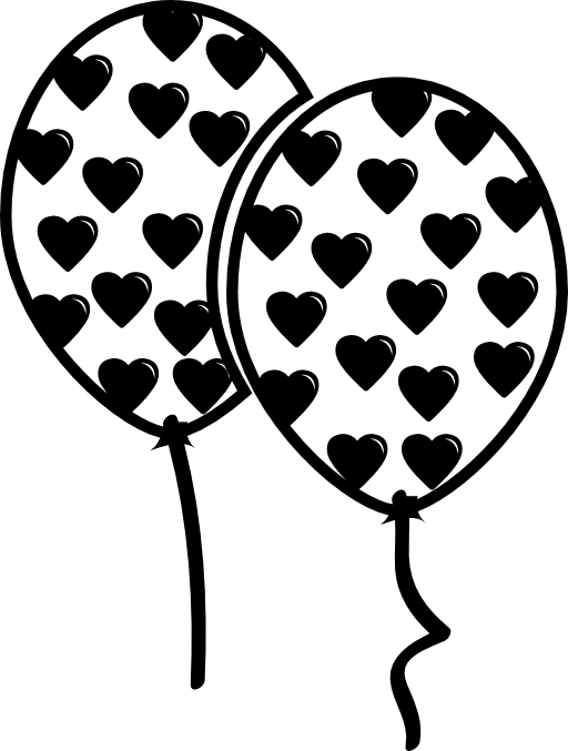 Couple of balloons covered with hearts