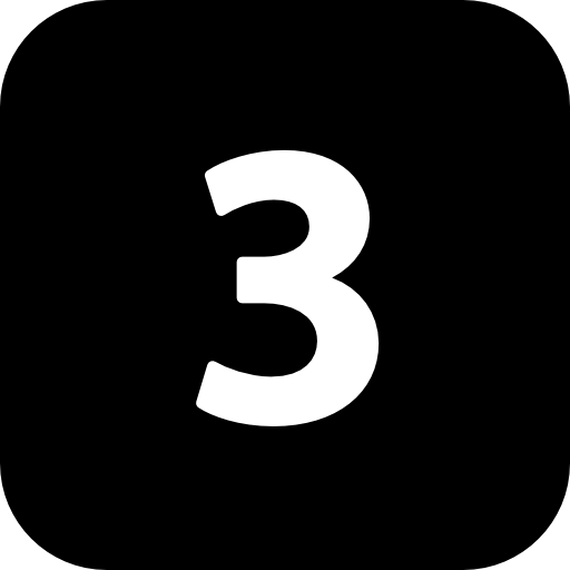 Number three in a square with rounded corners