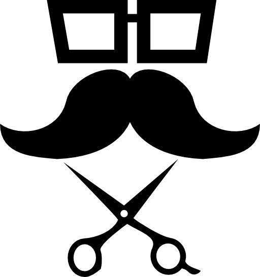 Hairdresser eyeglasses mustache and scissors