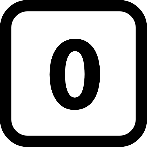 Number zero in a square with rounded corners