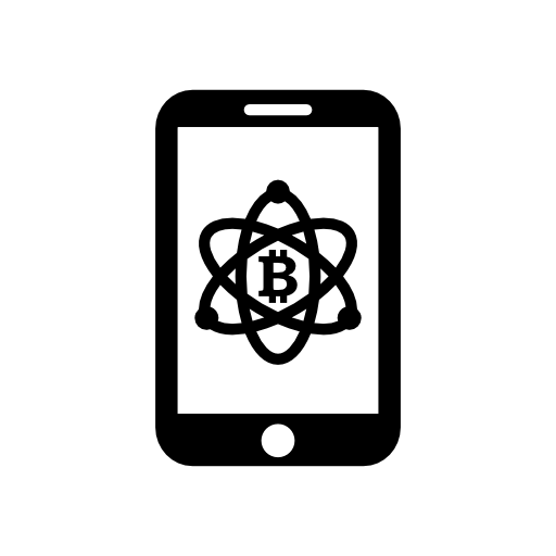 Bitcoin in science symbol on mobile phone screen