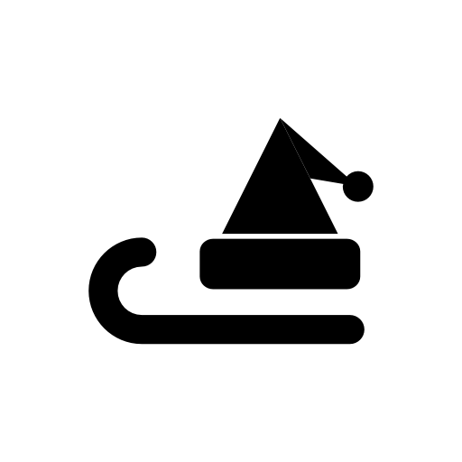 Christmas symbols, bonnet and sled