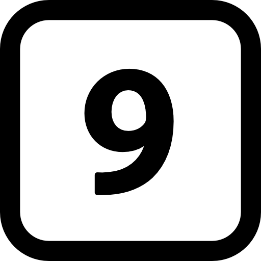 Number nine in a square with rounded corners