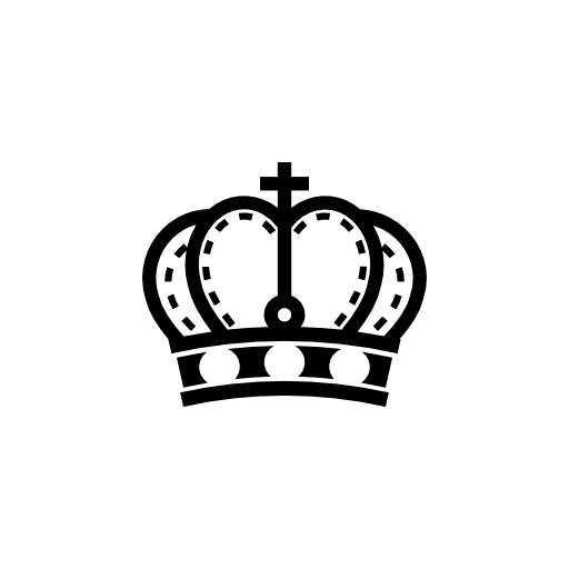 Royalty crown with cross and gem studs