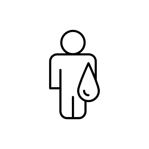 Male cartoon outline with liquid droplet