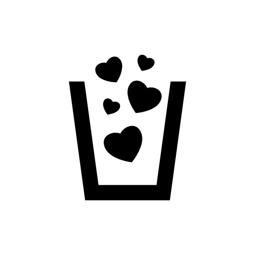 Trash container full of hearts
