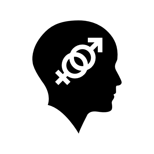 Bald head with sex symbols