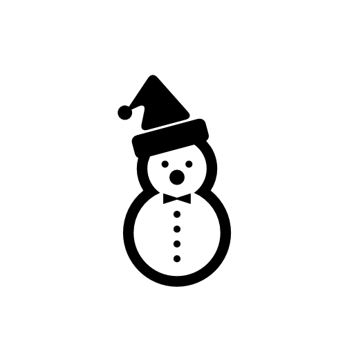 Snowman of two balls of snow with a christmas bonnet