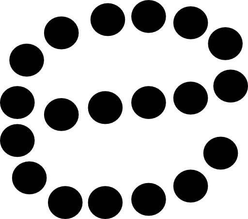 E formed with dots