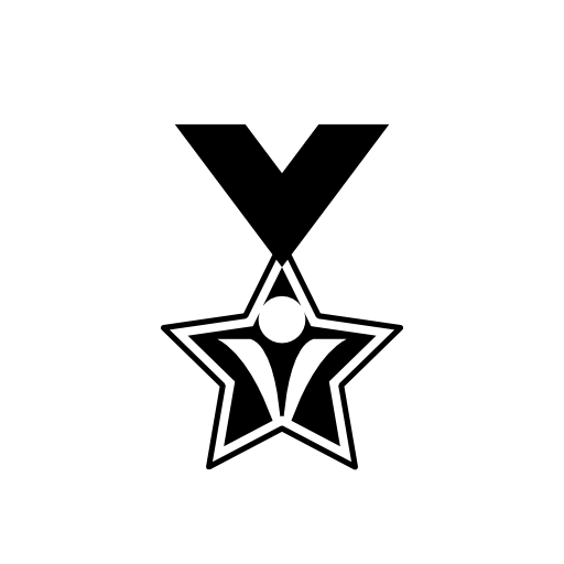 Star medal hanging of a ribbon