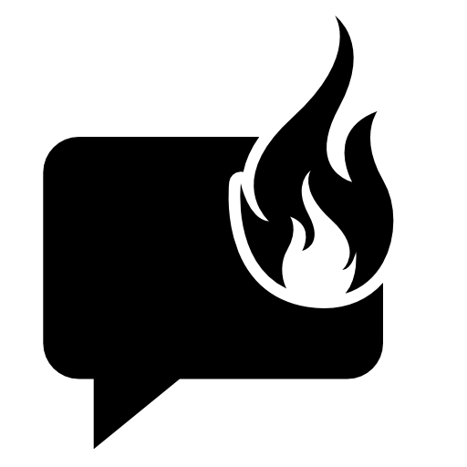 Speech bubble with fire flame