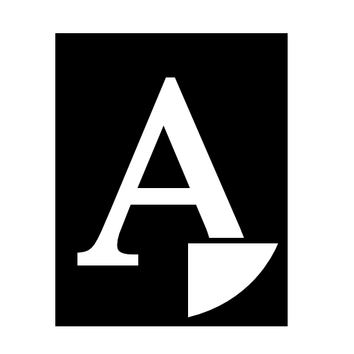 Paper sheet print with a big letter A on black