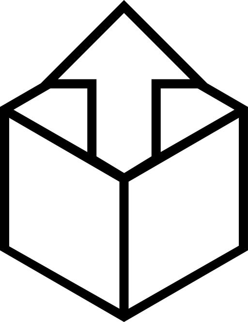 Arrow up from a cube box outlines