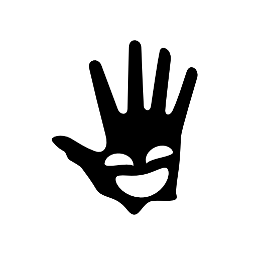 Smiling face on a hand palm