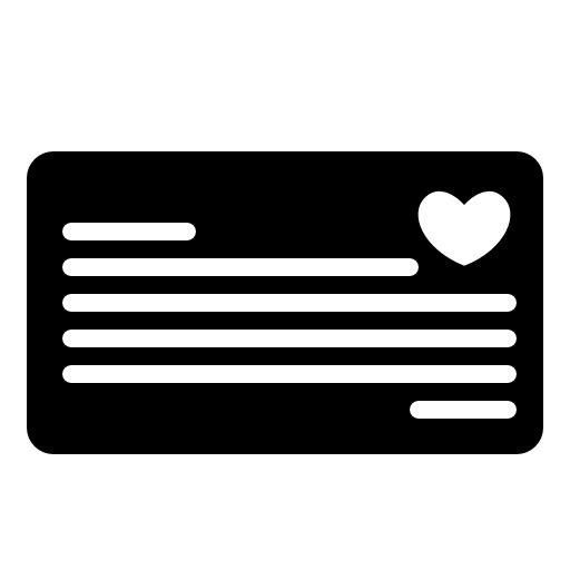 Love postcard with written text lines and a heart