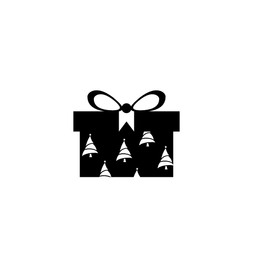 Printed christmas gift box with ribbon