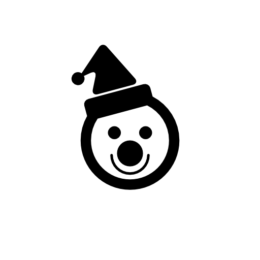 Snowman head with a bonnet and a clown nose